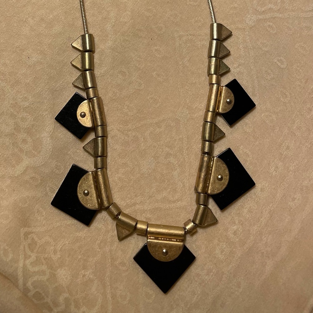 Madewell Geometric Black and Antique Gold Necklace